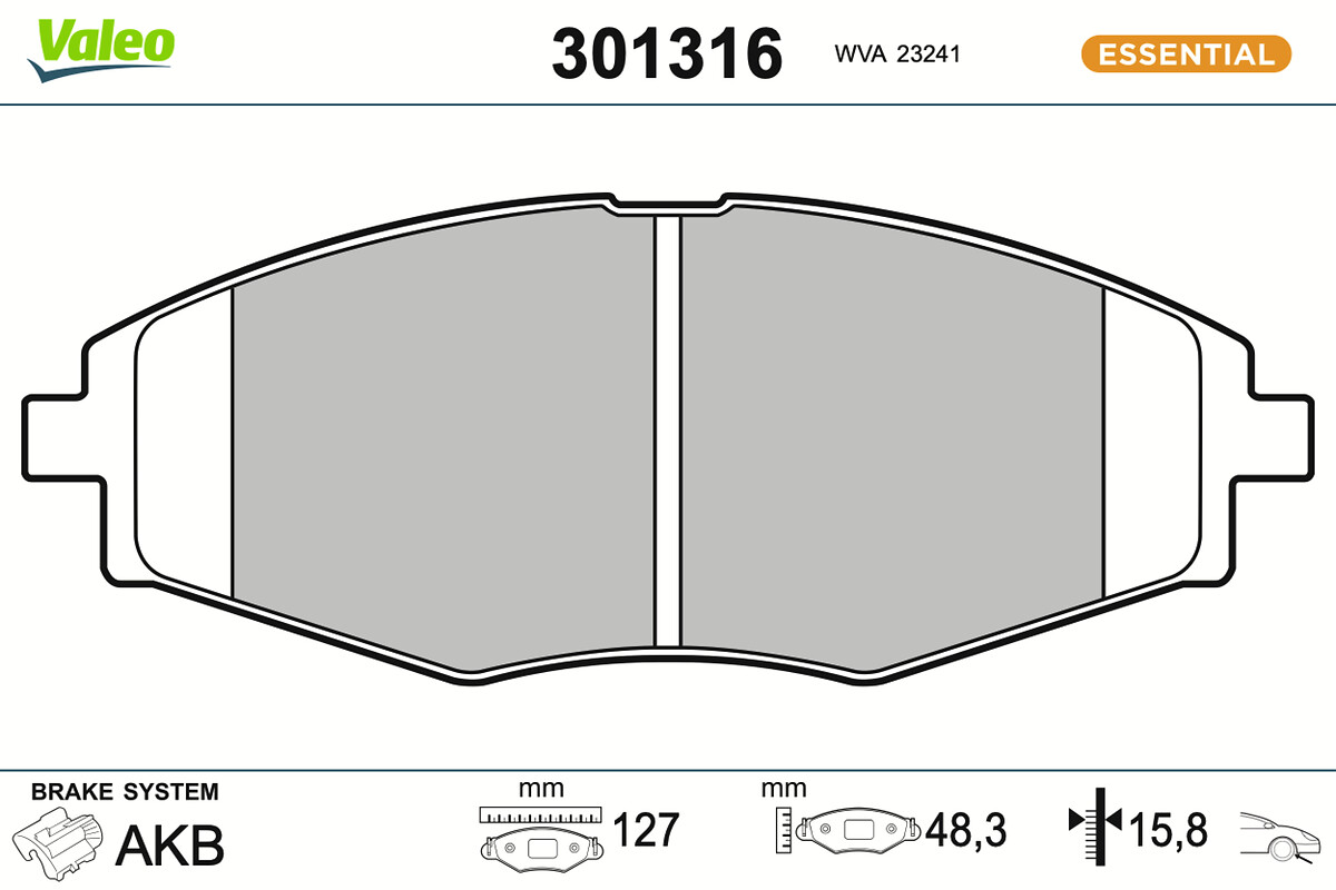 Jogo de 4 pastilhas de travão VALEO ref. 301316